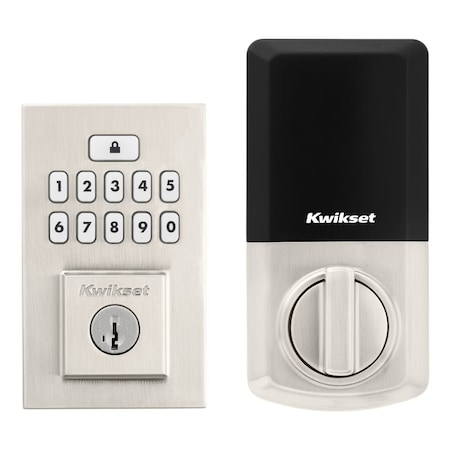 Kwikset Contemporary SmartCode Keypad Electronic Deadbolt SmartKey Satin Nickel Finish 9260CNT-15S